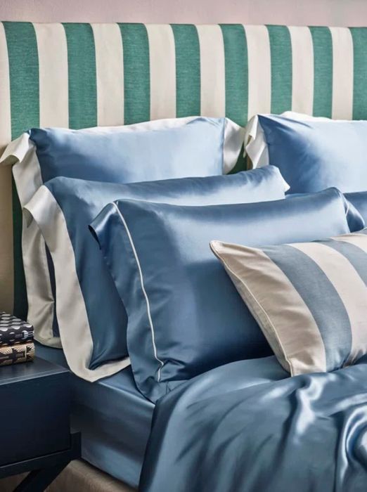 Шелковая простыня Gingerliy Blue, 140х200см на резинке